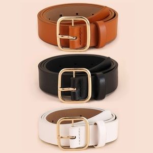 NWT 💎 SHEIN - 3pc Belt Set, Black, Ivory, & Brown/Cognac
